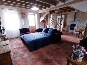 TV, fireplace