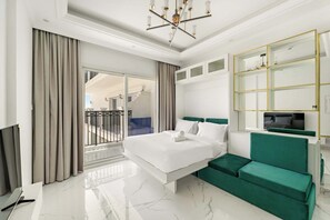 Desk, iron/ironing board, WiFi, bed sheets - Stylish Stay in Arjan in New Building with Pool (Dubai)