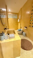 Villa, Sea View | Bathroom | Shower, hair dryer, slippers, towels