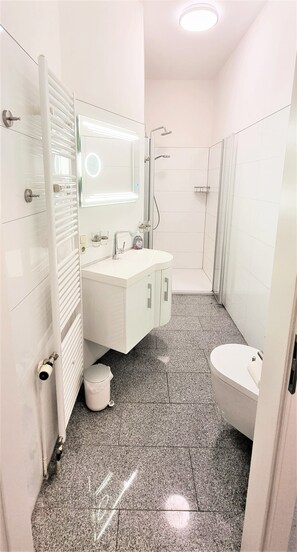 Dusche, Haartrockner, Toilettenpapier