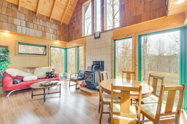 House (2 Bedrooms) | Interior - 1 Mi to South Twin Lake: Cabin w/ Deck in Trego! (Trego)