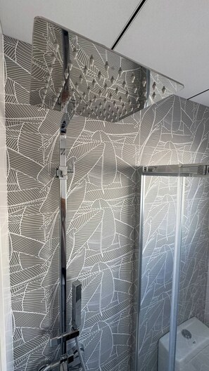 Regadera, secadora de cabello, bidet, toallas