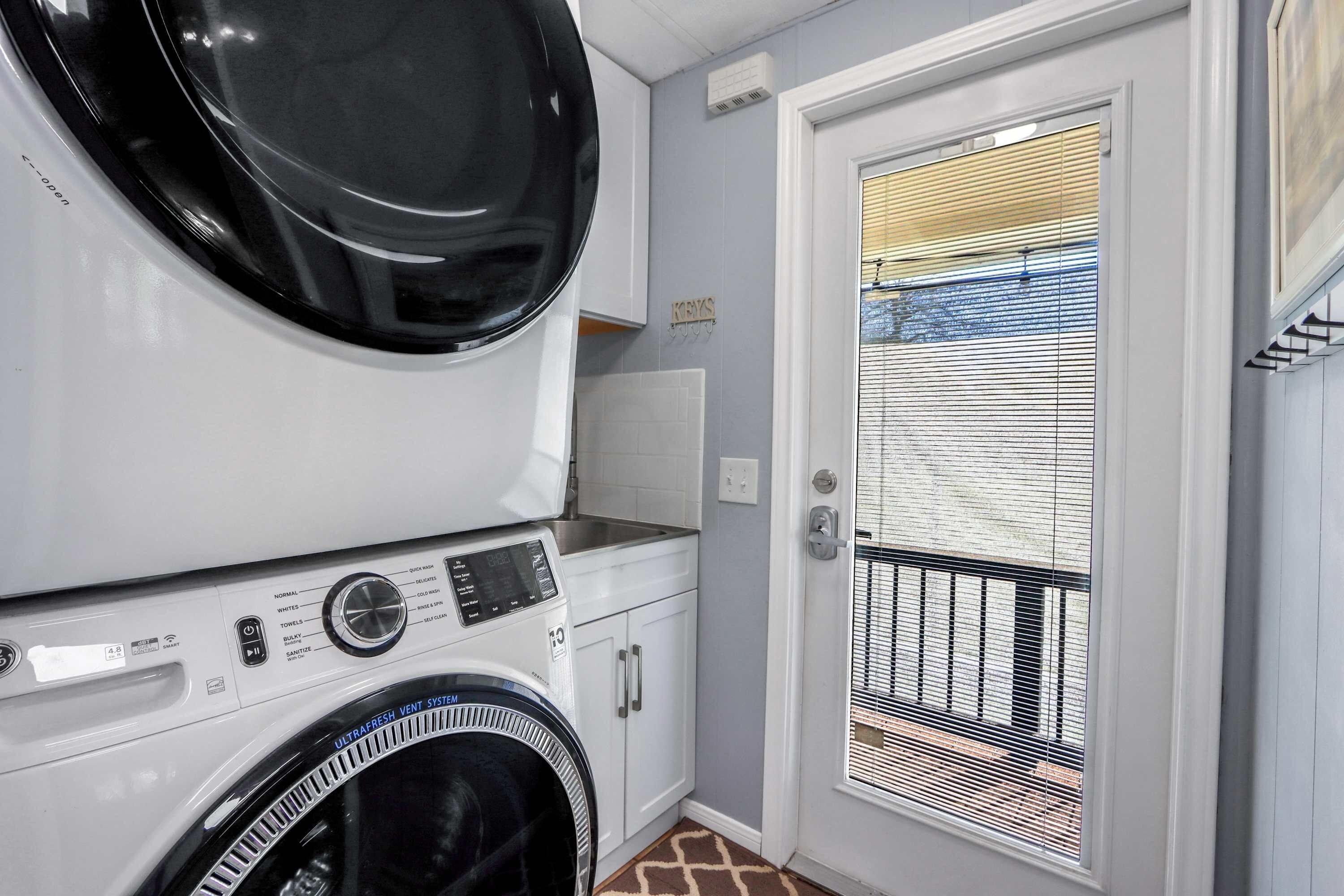 Private laundry is available for your stay, tucked away in the mudroom