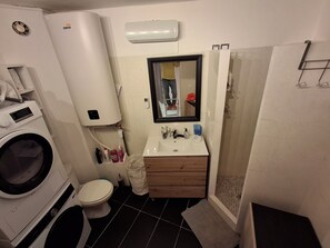 Hair dryer, soap, toilet paper