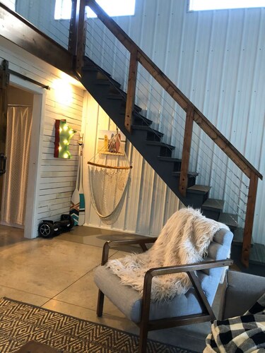 Balsam Lake modern shed cabin + sauna + outdoor shower