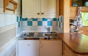 Fridge, stovetop, coffee/tea maker
