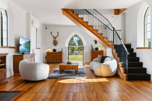 Heritage Church Retreat | Restored 1892 Church, King Bed, Cosy Fireplace & Peaceful Hawea Flat Escape