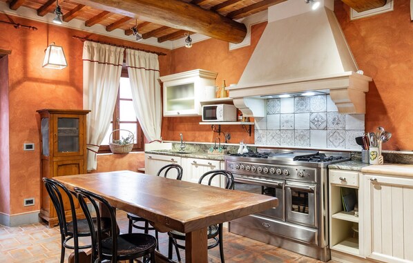 Fridge, stovetop, dishwasher, coffee/tea maker