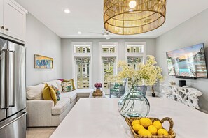 Smart TV, DVD player, books, video library