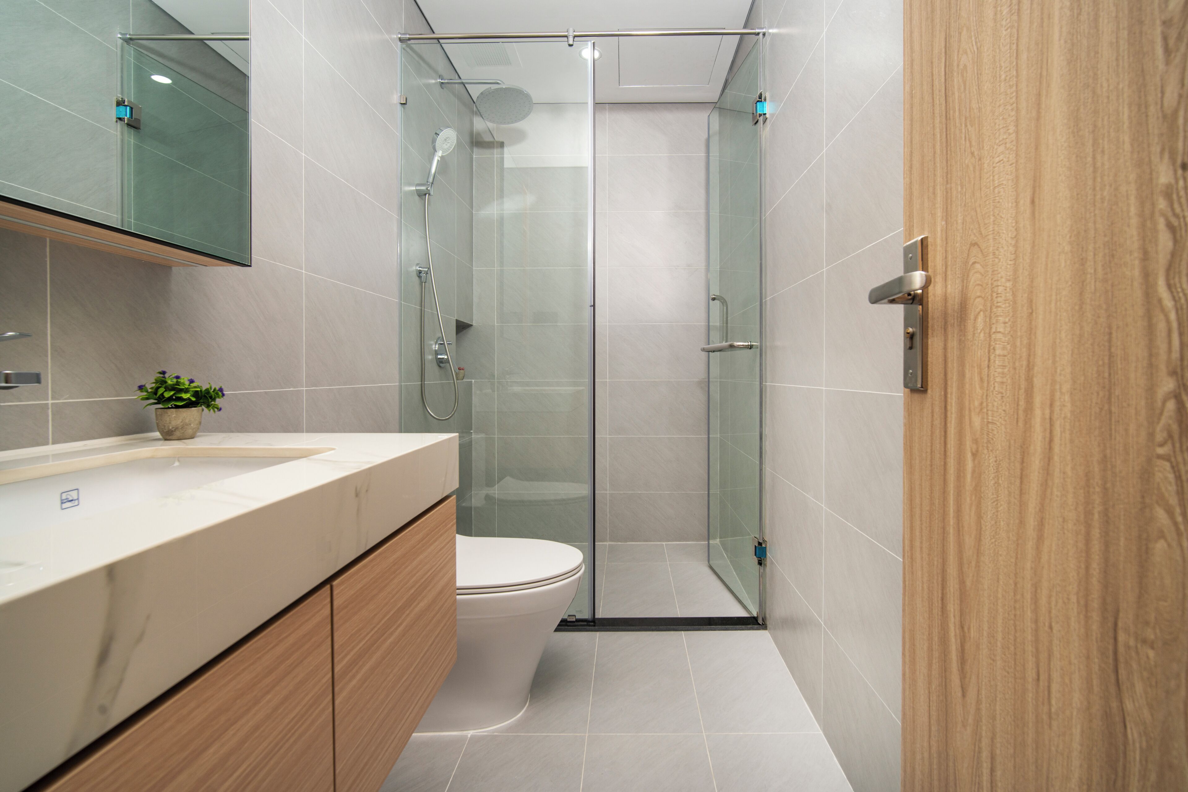 Luxury apartment, 1 bedroom, river view | Bathroom | Shower, hydromassage showerhead, designer toiletries, hair dryer