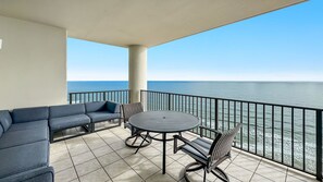 Outdoor dining - Lazy River and Water Slide, Restaurant and Bar on site!  Beachfront! (Orange Beach)