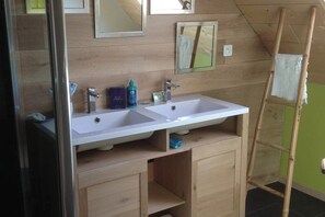Shower, hair dryer, soap