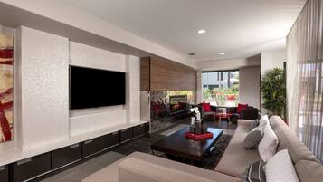 TV, fireplace