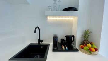 Luxury Suite, Sea View | Private kitchenette | Mini-fridge, espresso maker, electric kettle, spices