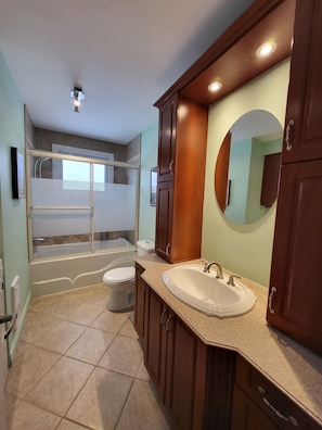 Shower, soap, toilet paper