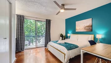 2 bedrooms, desk, iron/ironing board, WiFi (free)