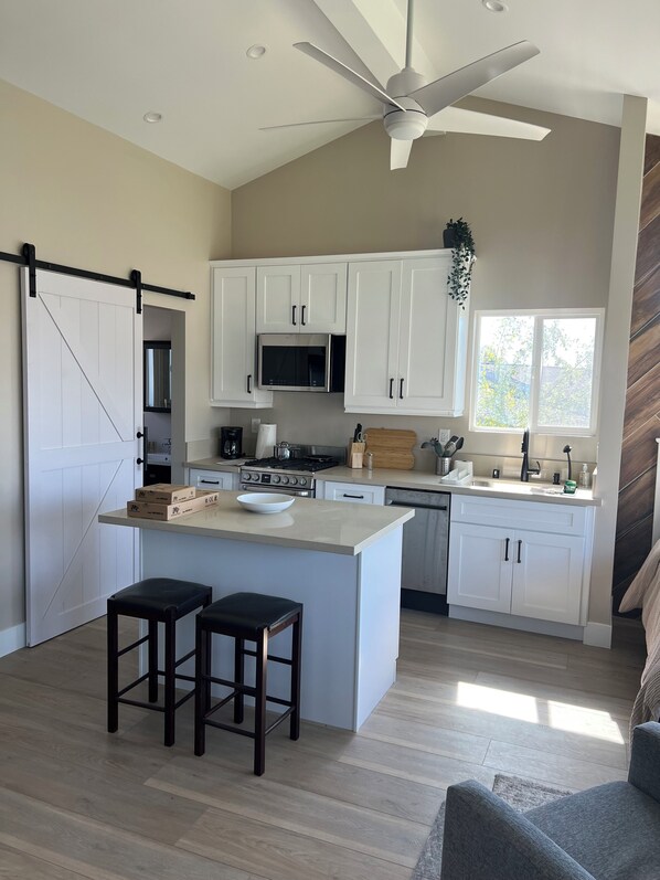 Kühlschrank, Mikrowelle, Ofen, Herdplatte