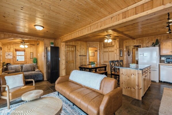 Smart TV, fireplace, DVD player