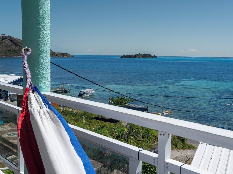 Superior-Vierbettzimmer, 2 Doppelbetten, Meerblick | Terrasse/Patio