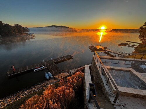 Stunning VIEWS!  Lakefront Home with Saltwater Pool, Spa, & Deep-Water Dock