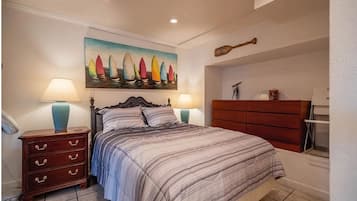 1 bedroom, desk, iron/ironing board, travel crib