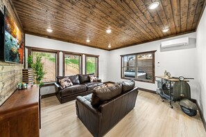 Smart TV, fireplace, video games, books