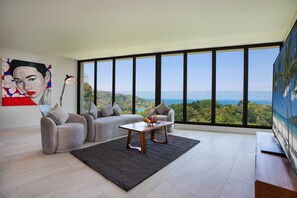 Exclusive Condo, 3 Bedrooms, Ocean View | Living area | Flat-screen TV - Ocean Views BluePoint 3BR Apartment 8-11 (Patong)