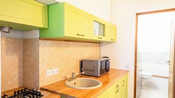 Apartamento, 2 habitaciones | Cocina privada | Frigorífico pequeño, microondas, placa de cocina y cafetera o tetera