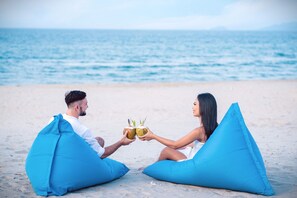 Private beach, white sand, beach umbrellas, beach towels - Royal Beachfront Resort Danang (Dien Ban)