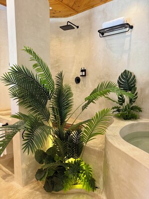 Deluxe Double Room, Pool View | Bathroom | Separate bathtub and shower, hair dryer, slippers, towels - Kai Zanzibar Hotel and Spa (Nungwi)