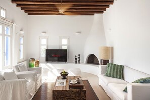 TV, fireplace