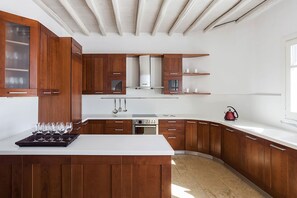 Fridge, microwave, oven, stovetop - My Rental Homes - Villa Anassa: pool and private dock (possibility of boat rental) (Mykonos)