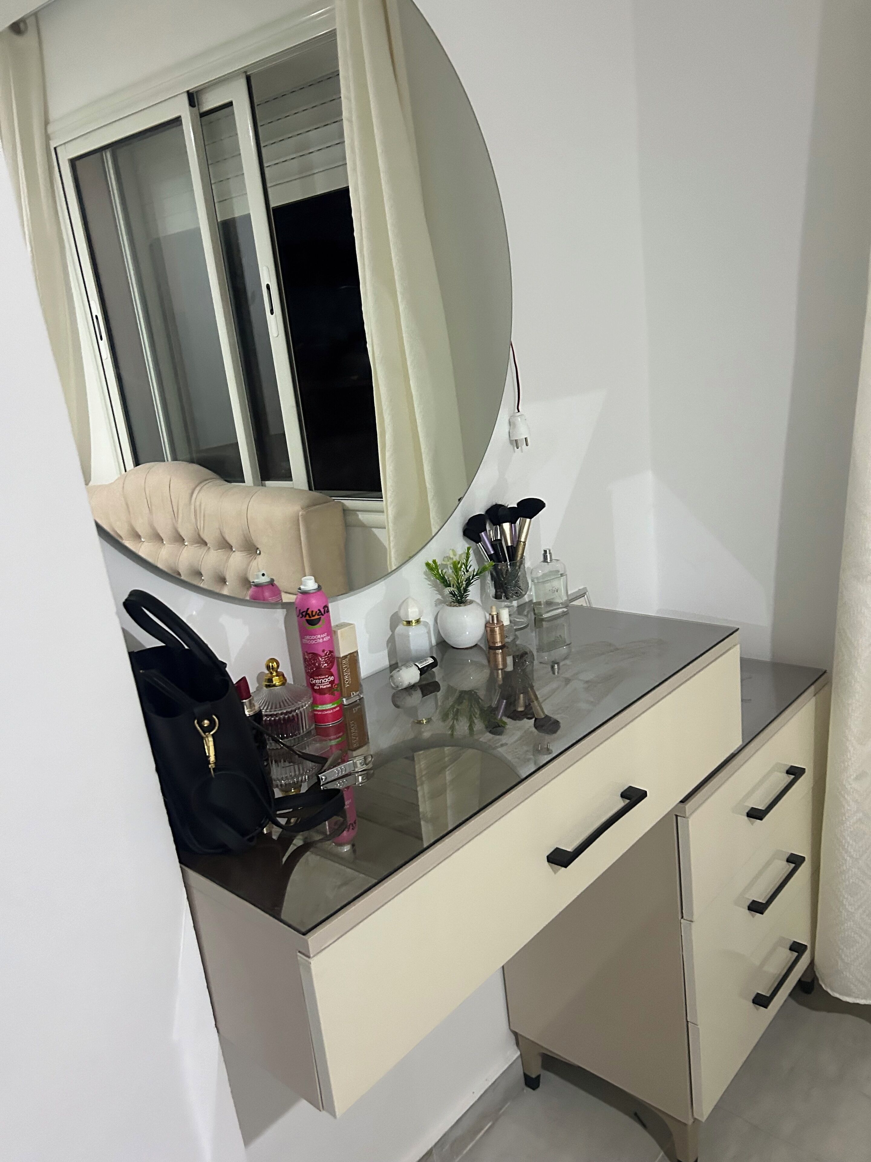 Shower, hair dryer, soap, toilet paper