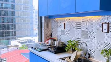 Family Quadruple Room, Kitchen | Private kitchen