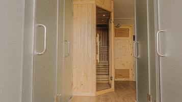 Shower, rainfall showerhead, hair dryer, slippers