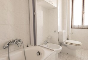 Hair dryer, bidet, towels