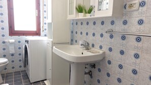Hair dryer, bidet, towels