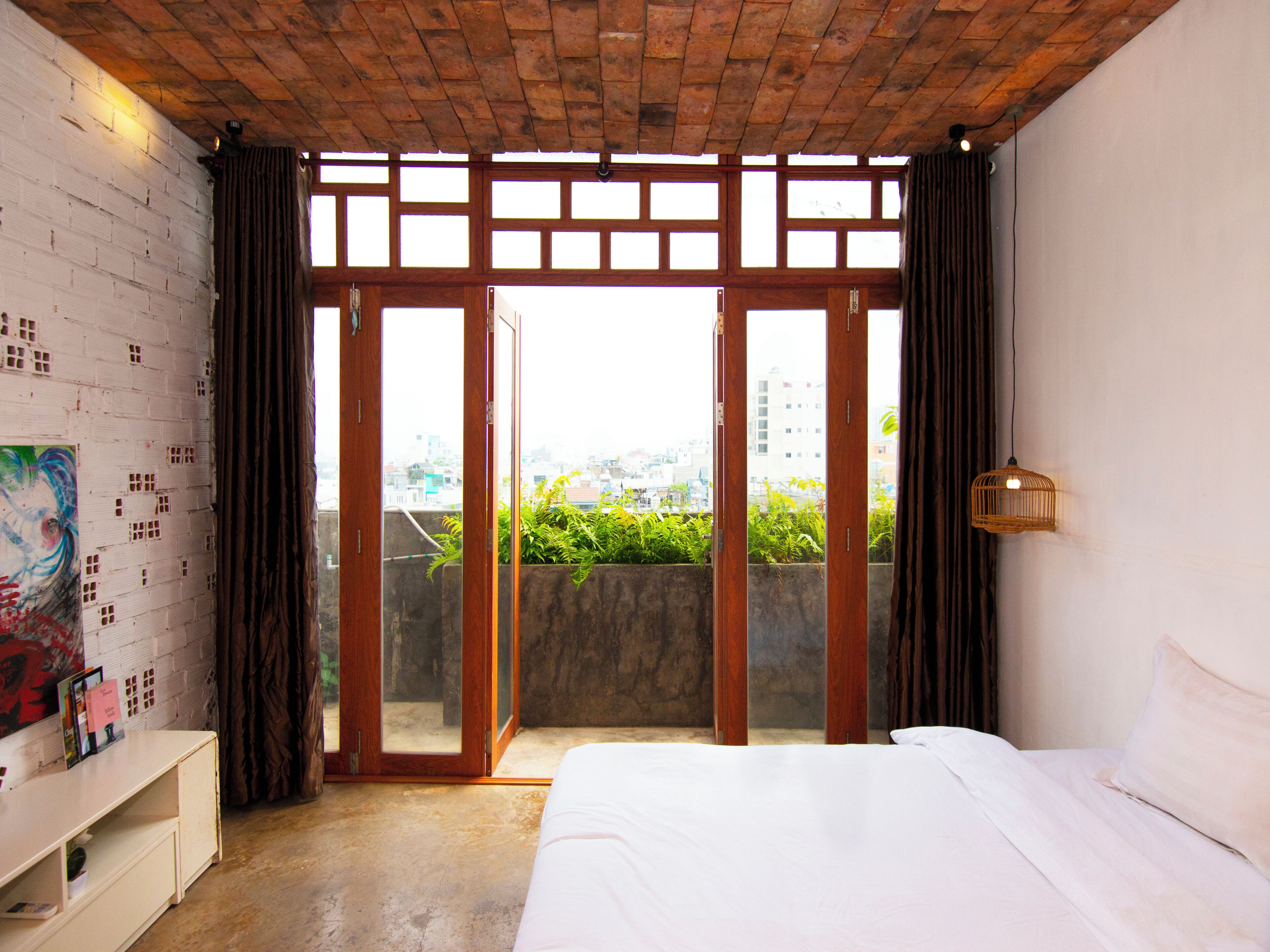 Design kamer, 2 slaapkamers, balkon, uitzicht op tuin | Uitzicht vanaf balkon