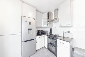 Fridge, microwave, oven, dishwasher