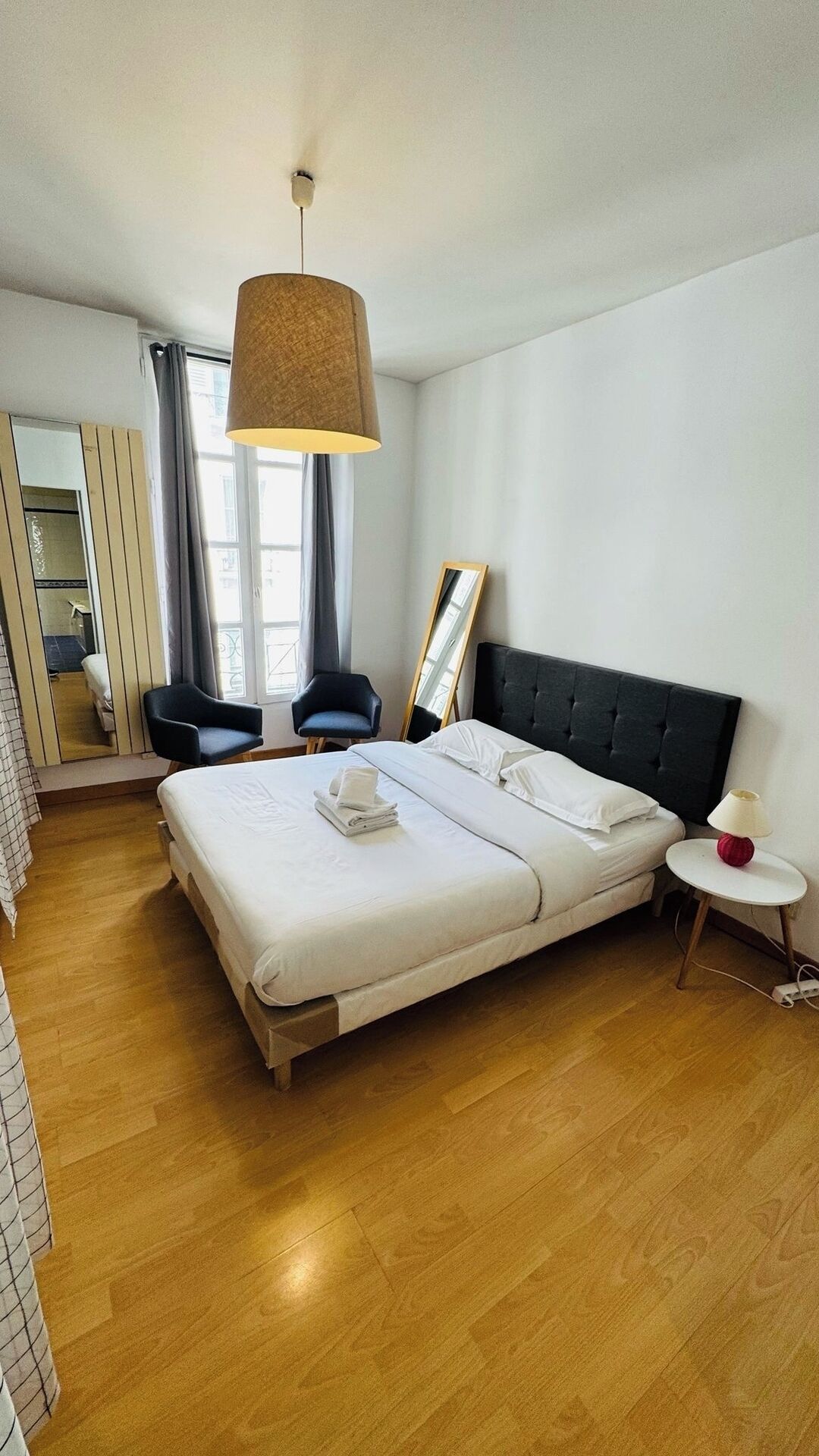 1 bedroom, desk, iron/ironing board, travel crib