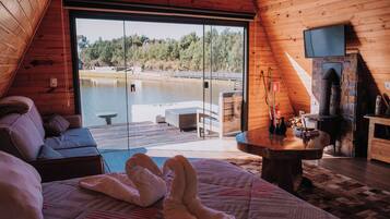 Family Chalet, Lake View | Living area | 32-inch Smart TV with digital channels, Netflix, streaming services