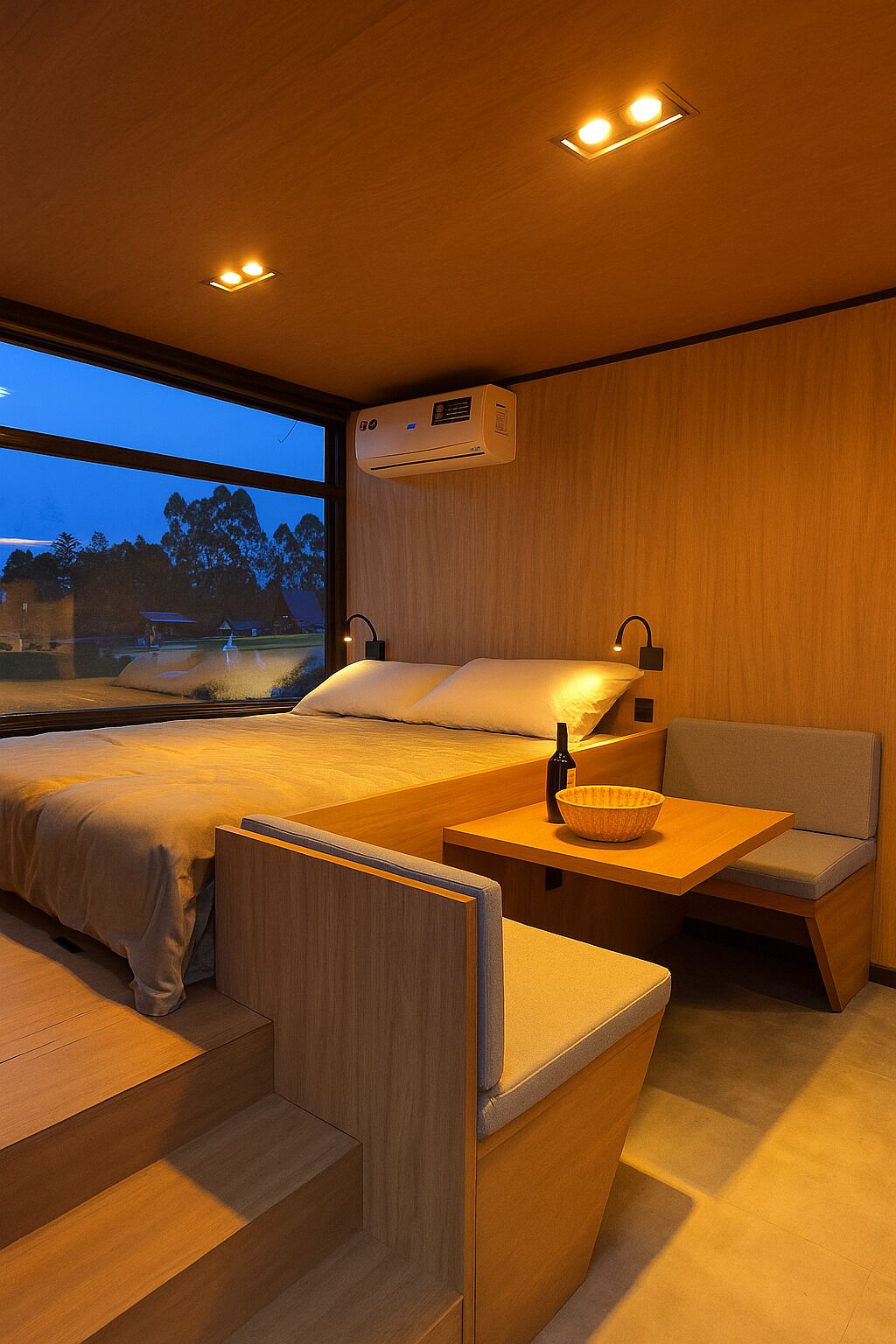 Roupas de cama premium, frigobar, individualmente mobiliados