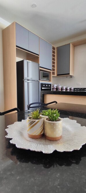 Microondas, horno y placa de cocina