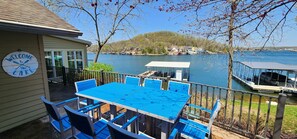 Outdoor dining - Spacious Lakefront Home w/ Private 2-Well Dock! (Sunrise Beach)