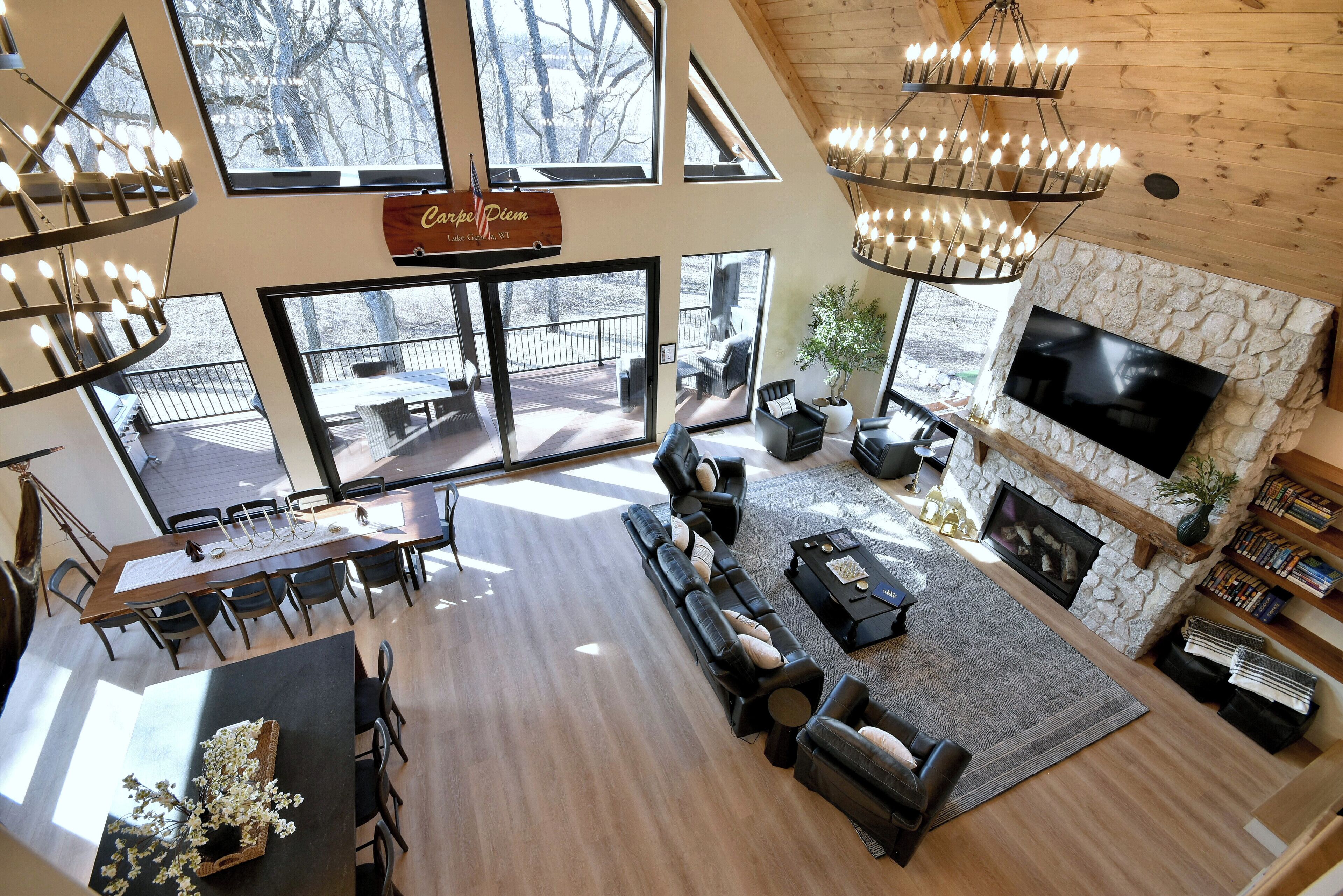 Smart TV, fireplace, video games