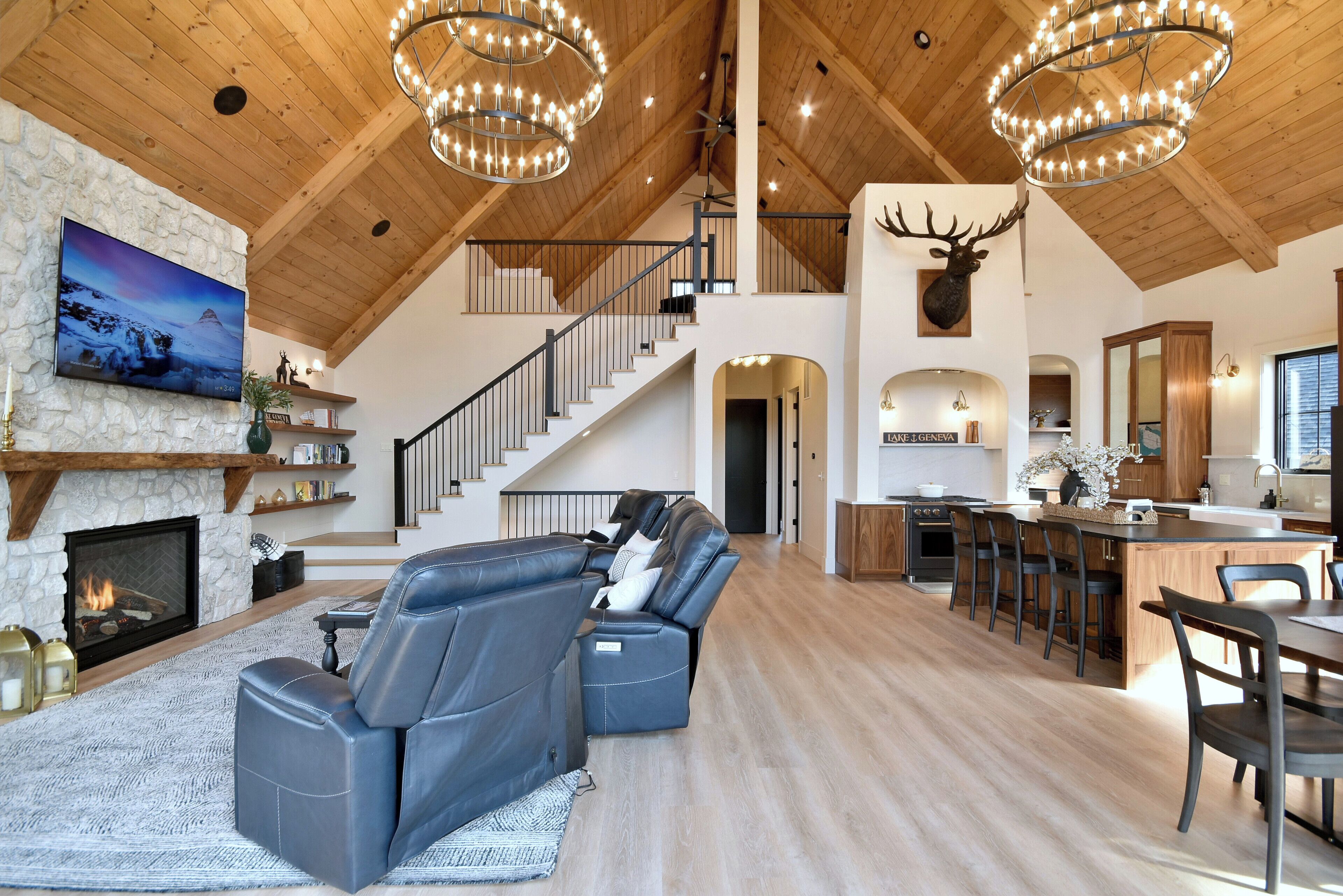 Smart TV, fireplace, video games