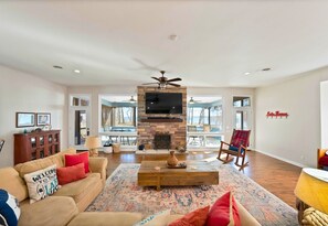 Smart TV, fireplace, video games