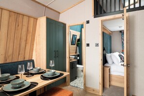 2 bedrooms, bed sheets - Azure Horizons - Retreat Hot Tub Glamping Pod 05 (Northampton)