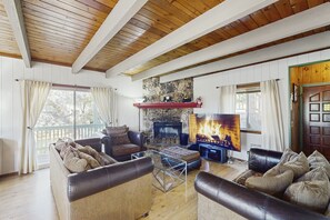TV, fireplace
