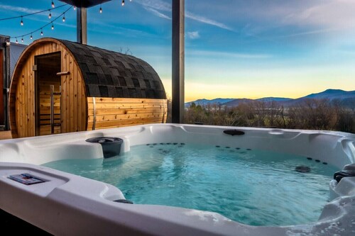 Modern A-Frame w/ Hot Tub, Sauna & Stunning Views